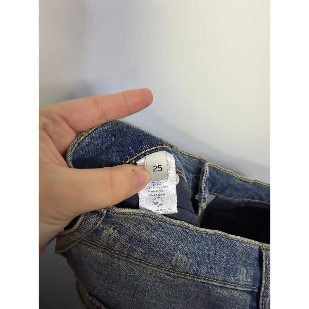 Oliver Logan Womens 4/27 Jeans Crosby Relaxed Taper Raw Hem Distressed Size 25 - Picture 4 of 8